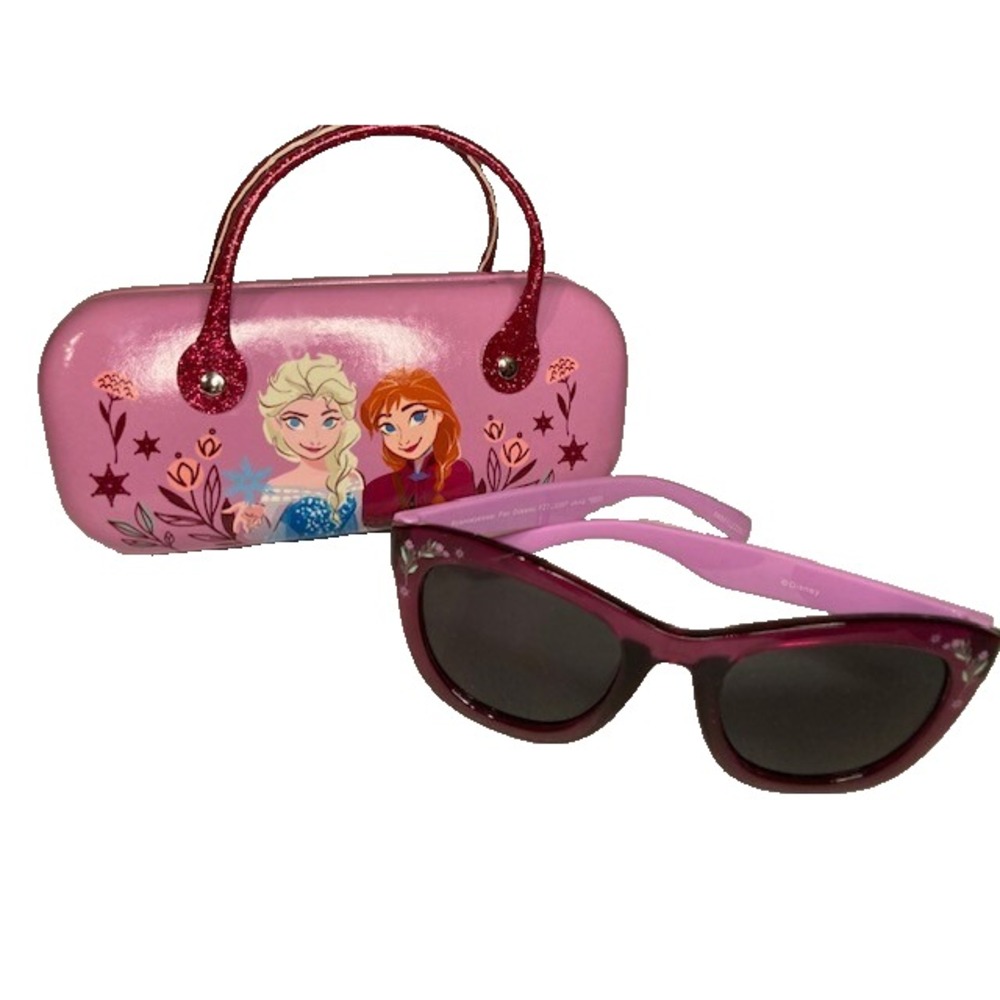 Pano Eyewear Disney Frozen Cateye Sunglasses Pink Glitter w/case Elsa & Anna Yth